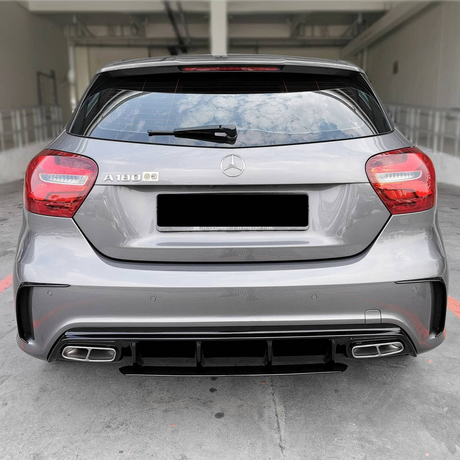 A Class - W176: Gloss Black Diffuser & Silver Exhaust Tips 13-18