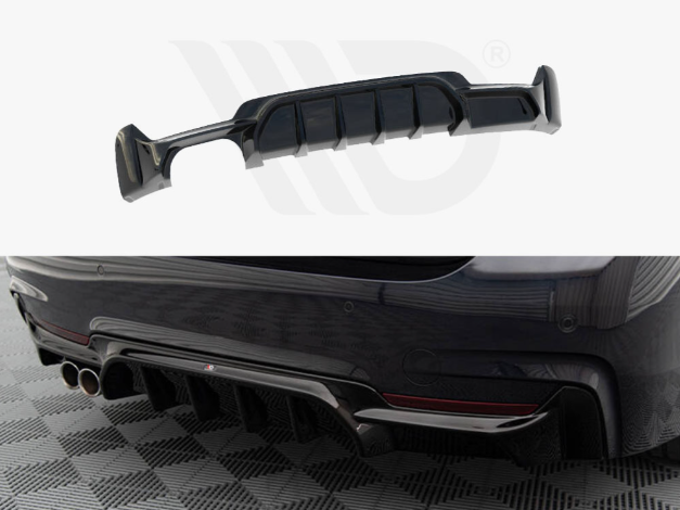 4 Series - F32/F33/F36: Gloss Black Maxton Twin Exhaust Diffuser 14-20