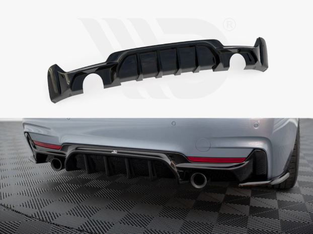 4 Series - F32/F33/F36: Gloss Black Maxton Dual Exhaust Diffuser 14-20