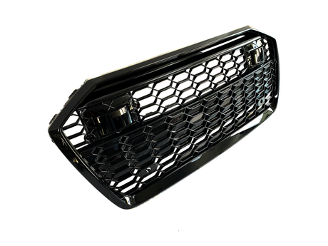 A6 - C8: Gloss Black Badgeless Quattro Honeycomb Style Grill 18-22