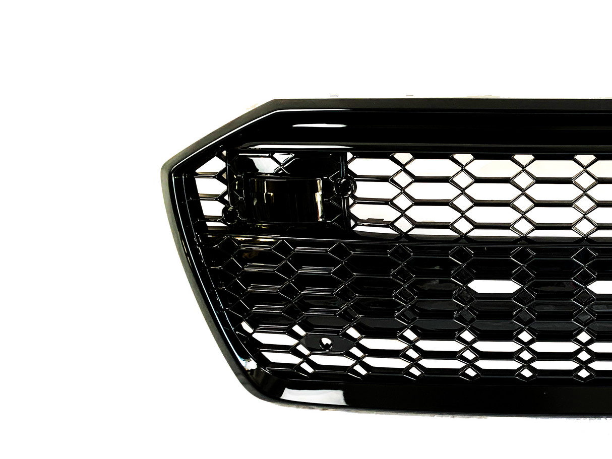 A6 - C8: Gloss Black Badgeless Quattro Honeycomb Style Grill 18-22