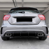 A Class - W176: Gloss Black Diffuser & Silver Exhaust Tips 13-18