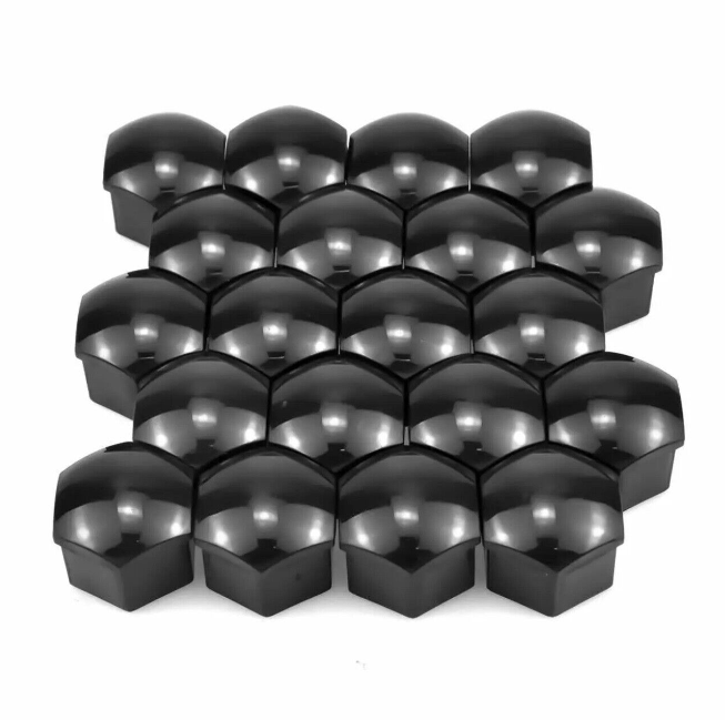 20 x Gloss Black 17mm Alloy Wheel Nut Cover