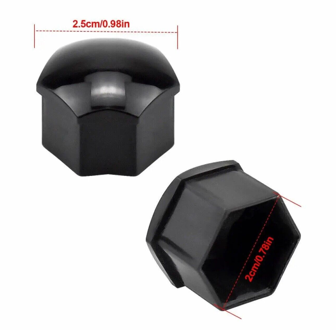 20 x Gloss Black 17mm Alloy Wheel Nut Cover