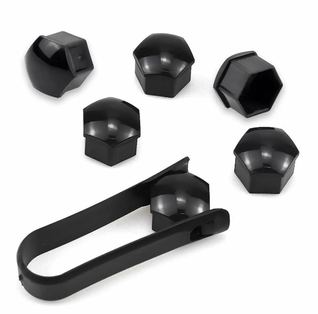 20 x Gloss Black 17mm Alloy Wheel Nut Cover