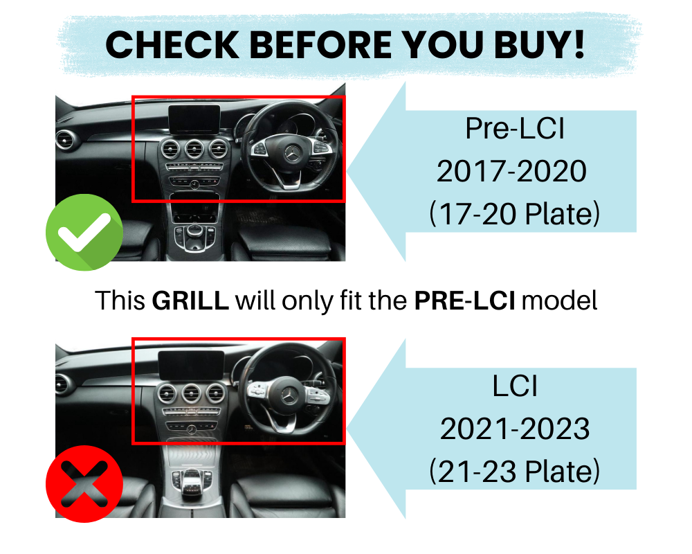 C Class - W205/C205 Pre-Facelift: Chrome Diamond Style Grill 14-18