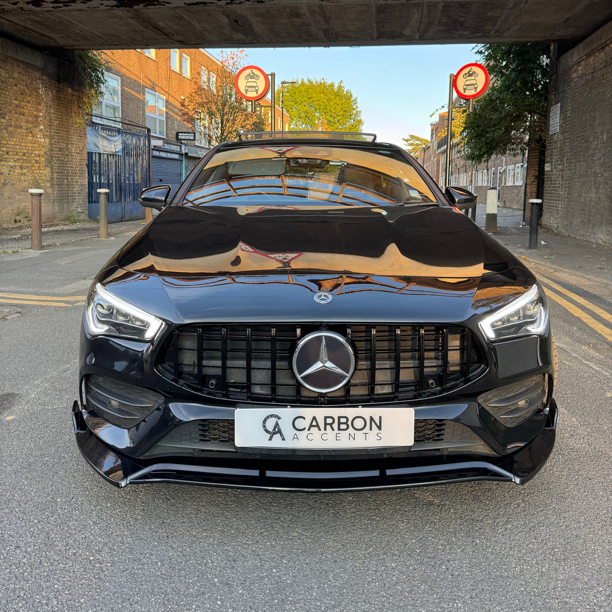 C Class - CLA W118 Pre-Facelift: Gloss Black Front Splitter 19-23